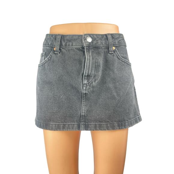 Mango Dresses & Skirts - Mango MNG Women's Gray High Rise Pockets Mini Utility Denim Jeans A-Line Skirt M